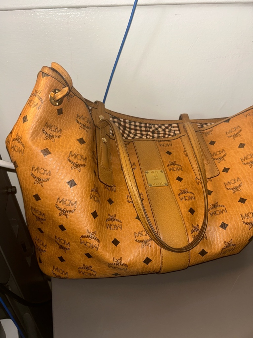 MCM Cognac Monogram Visetos Tote with Gold Plaque (not new MCM bag